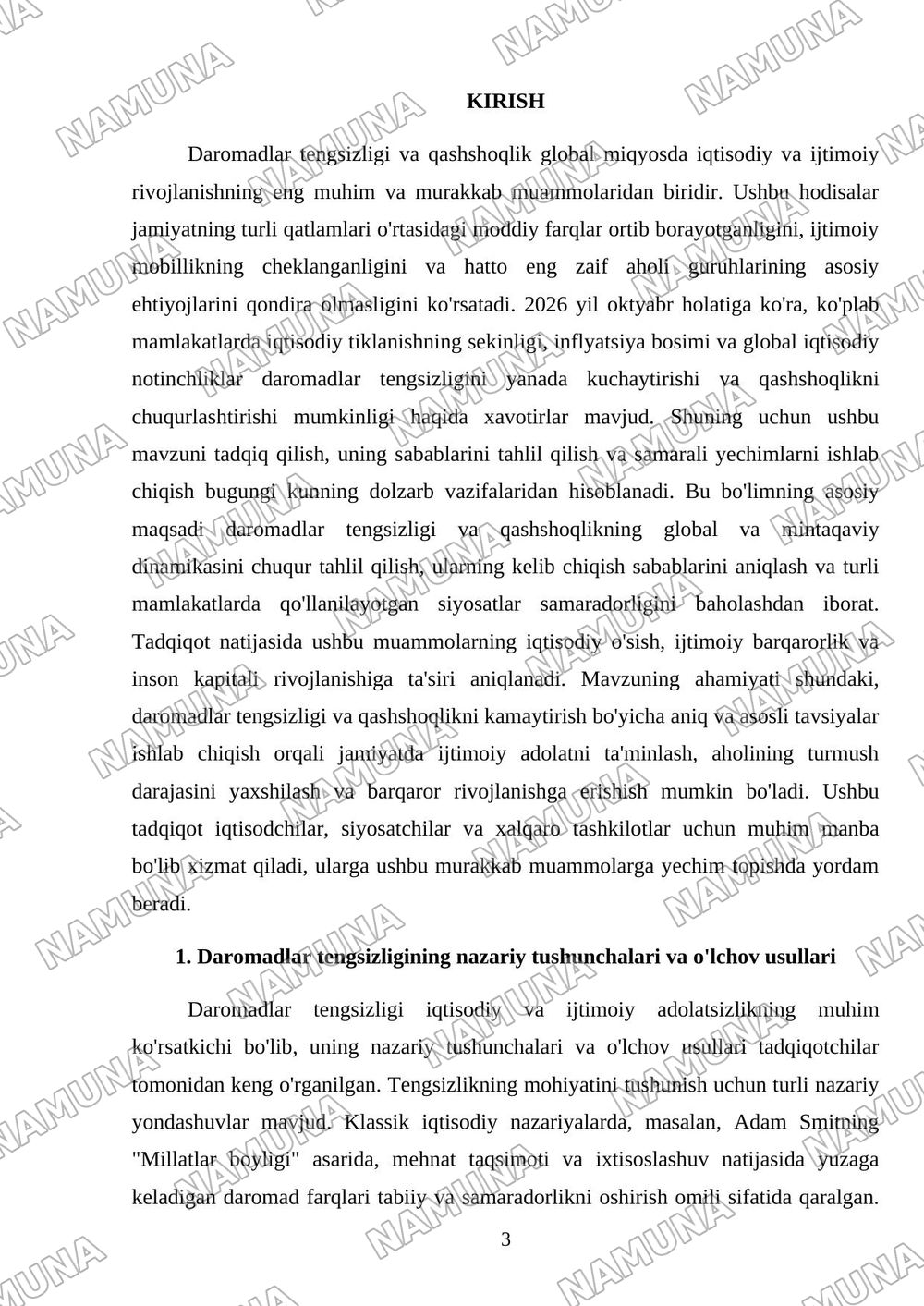 Daromadlar tengsizligi va qashshoqlik — mustaqil ish, 3-varaq
