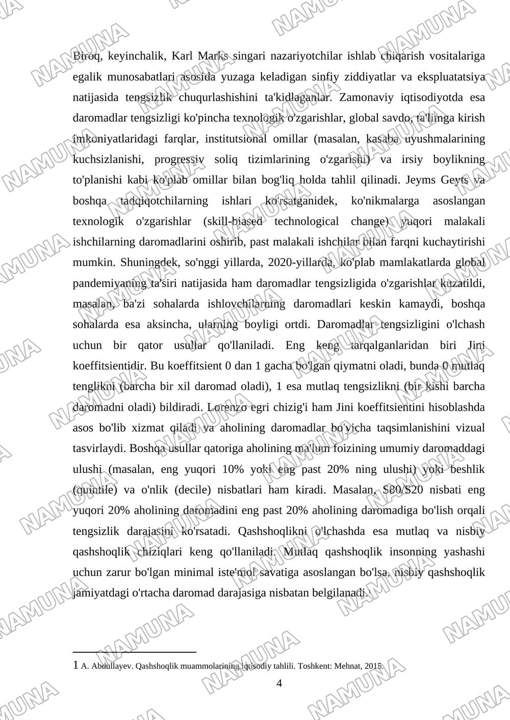Daromadlar tengsizligi va qashshoqlik — mustaqil ish, 4-varaq