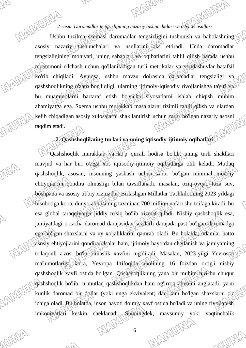 Daromadlar tengsizligi va qashshoqlik — mustaqil ish, 6-varaq