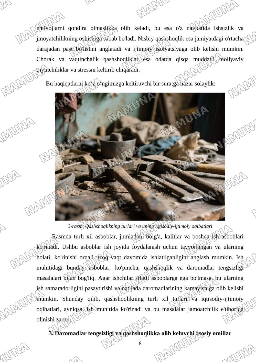 Daromadlar tengsizligi va qashshoqlik — mustaqil ish, 8-varaq