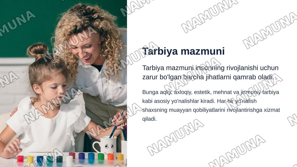 Tarbiya jarayoning mohiyati mazmuni tarbiya tamoillari va metodlari — zamonaviy taqdimot, 5-slayd