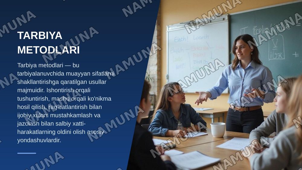 Tarbiya jarayoning mohiyati mazmuni tarbiya tamoillari va metodlari — zamonaviy taqdimot, 7-slayd