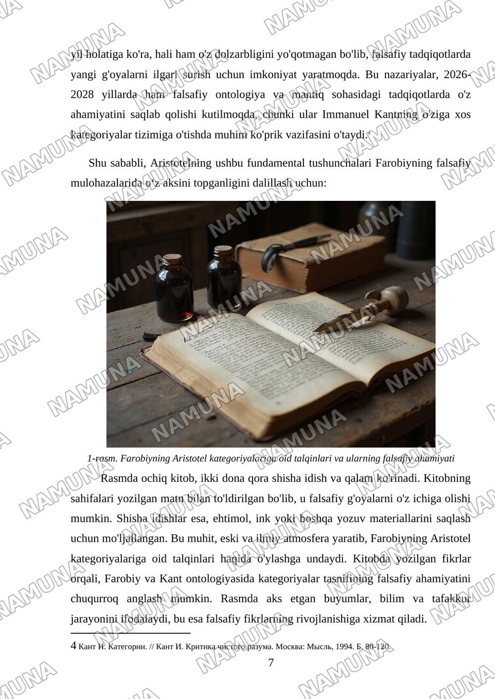 Aristotel farobiy va kant ontalogiyasida kotigoriyalar tasnifi — mustaqil ish, 7-varaq
