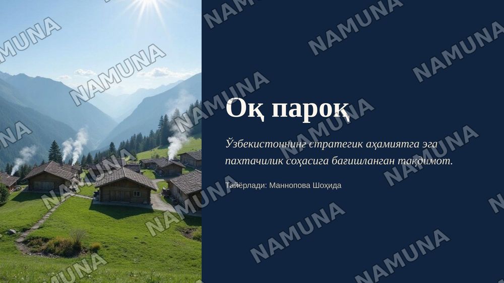Oq parok — zamonaviy taqdimot, 1-slayd