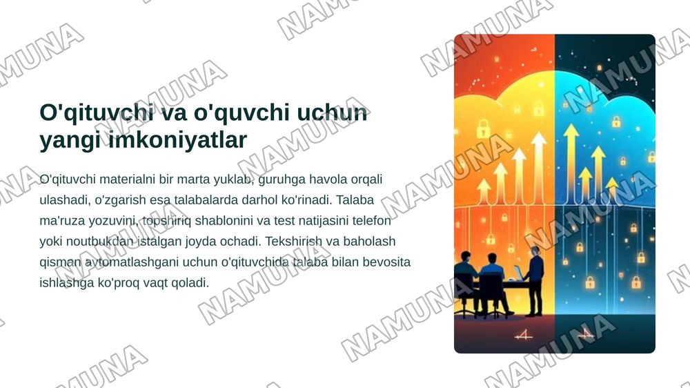 Bulutli texnologiyalar va ularning ta'lim jarayonidagi o'rni — zamonaviy taqdimot, 8-slayd