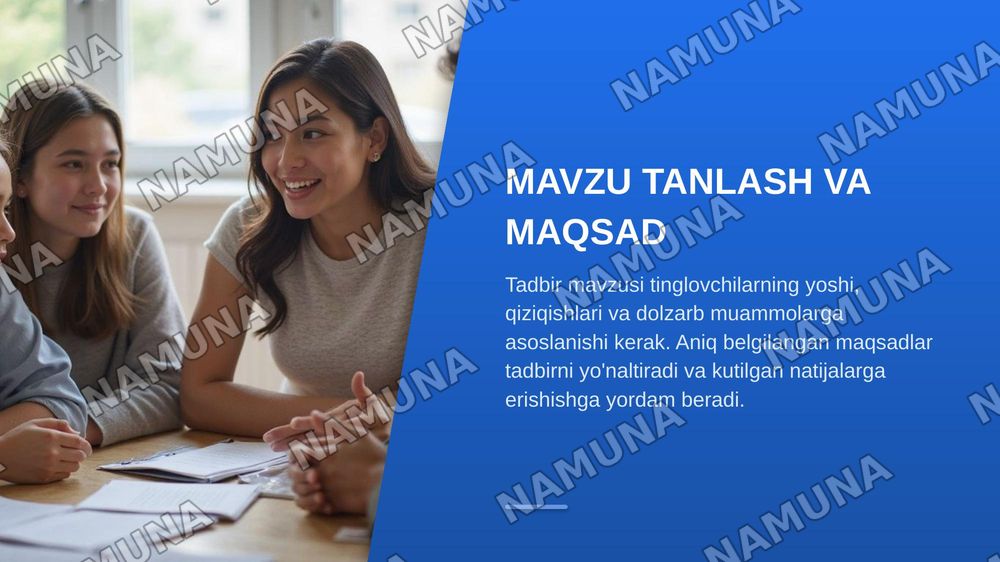 Tarbiyaviy tadbir senariysini ishlab chiqish — zamonaviy taqdimot, 8-slayd