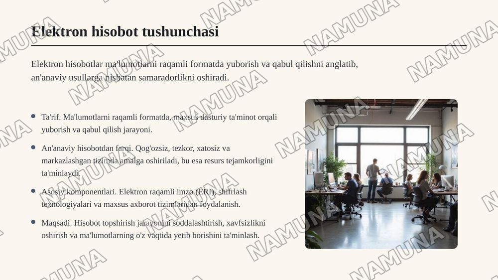 Hisobotlarni elektron korinishda topshirish zarurligi,joriy etilishi va meyoriy huquqlar asoslari — zamonaviy taqdimot, 3-slayd
