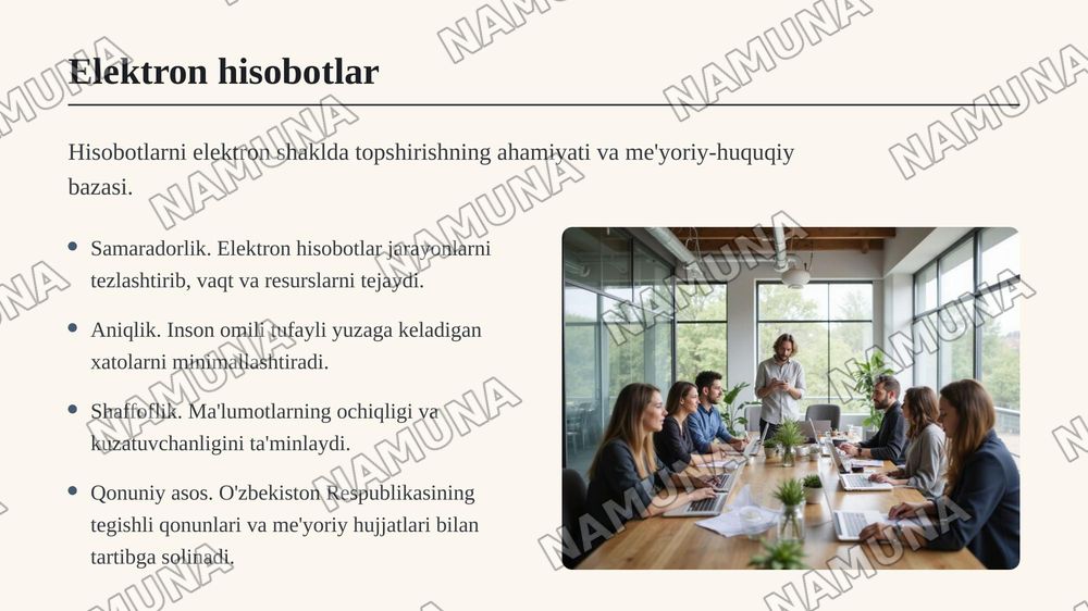 Hisobotlarni elektron korinishda topshirish zarurligi,joriy etilishi va meyoriy huquqlar asoslari — zamonaviy taqdimot, 7-slayd