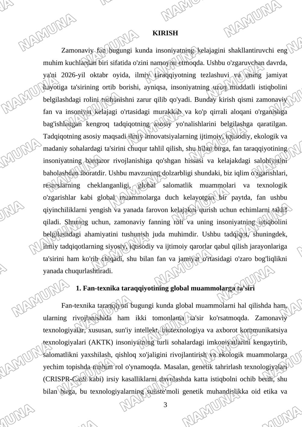Xozirgi zamon fani insoniyat istiqbolini belgilovchi muhim omil — mustaqil ish, 3-varaq