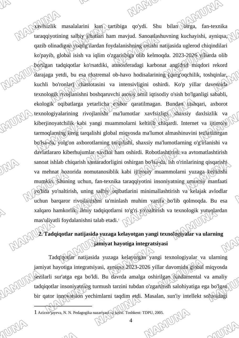 Xozirgi zamon fani insoniyat istiqbolini belgilovchi muhim omil — mustaqil ish, 4-varaq