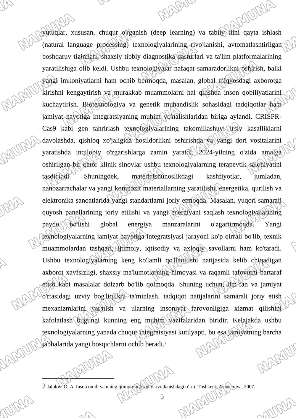 Xozirgi zamon fani insoniyat istiqbolini belgilovchi muhim omil — mustaqil ish, 5-varaq
