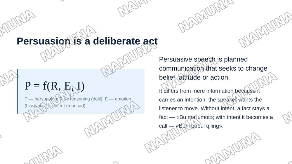 Types of persuasive speech and components of persuasive speech — zamonaviy taqdimot, 4-slayd
