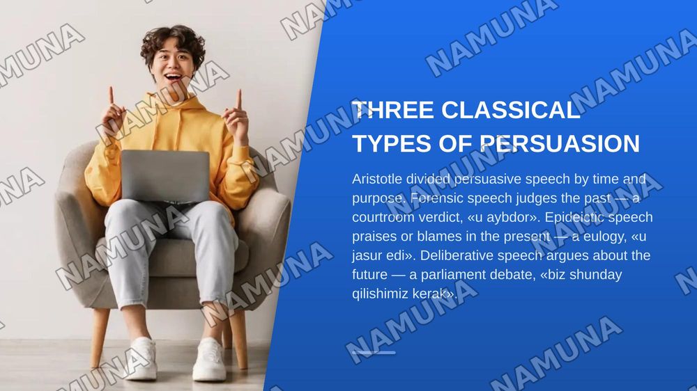 Types of persuasive speech and components of persuasive speech — zamonaviy taqdimot, 5-slayd