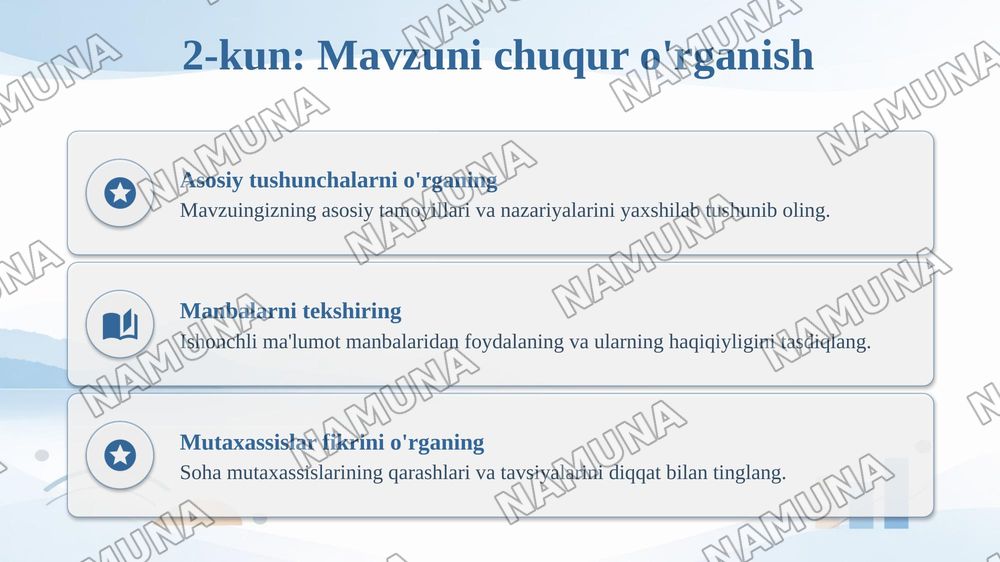 7 kunlik reja — taqdimot, 5-slayd
