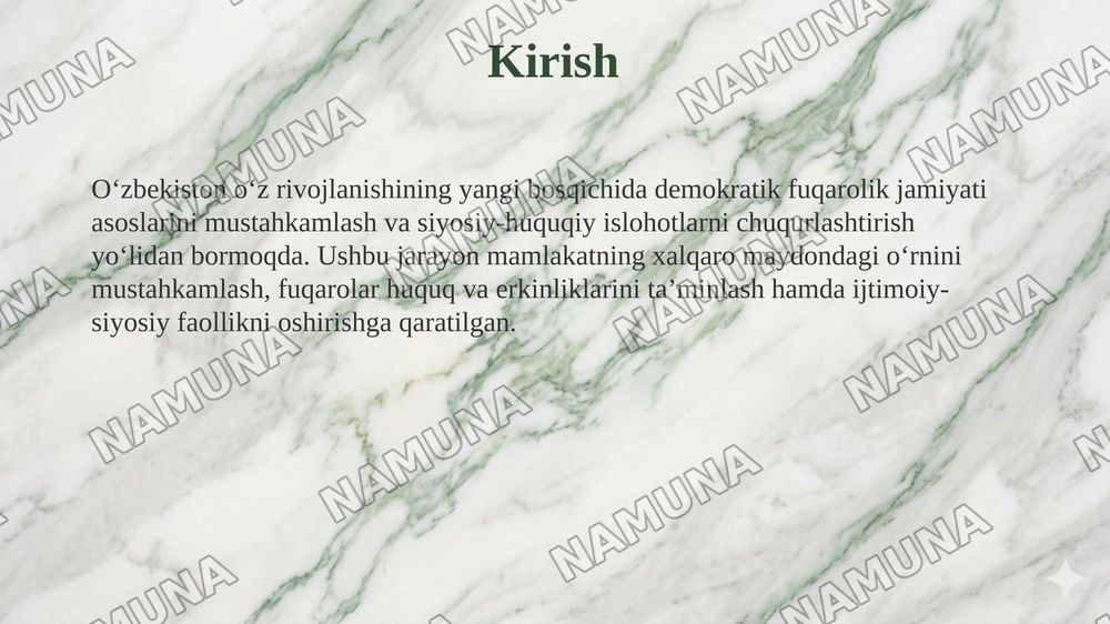 Oʻzbekistonda demokratik fuqarolik jamiyati asoslarining shakllanishi va amalga oshirilgan siyosiy islohotlar — taqdimot, 3-slayd