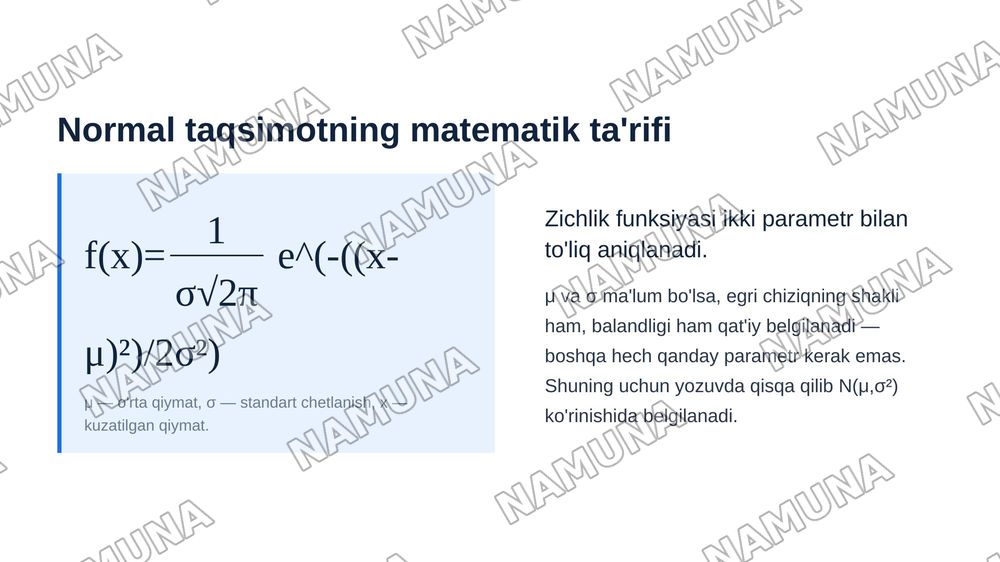 Normal taqsimot va uning xususiyatlari — zamonaviy taqdimot, 4-slayd