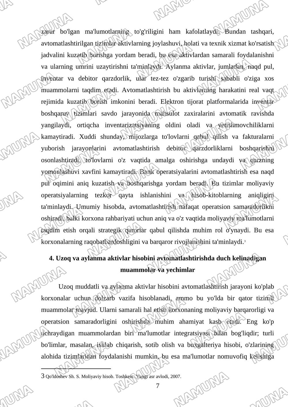 Uzoq muddatli aktivlar hisobini avtomatlashtirish. Aylanma aktivlar hisobini avtomatlashtirish — mustaqil ish, 7-varaq