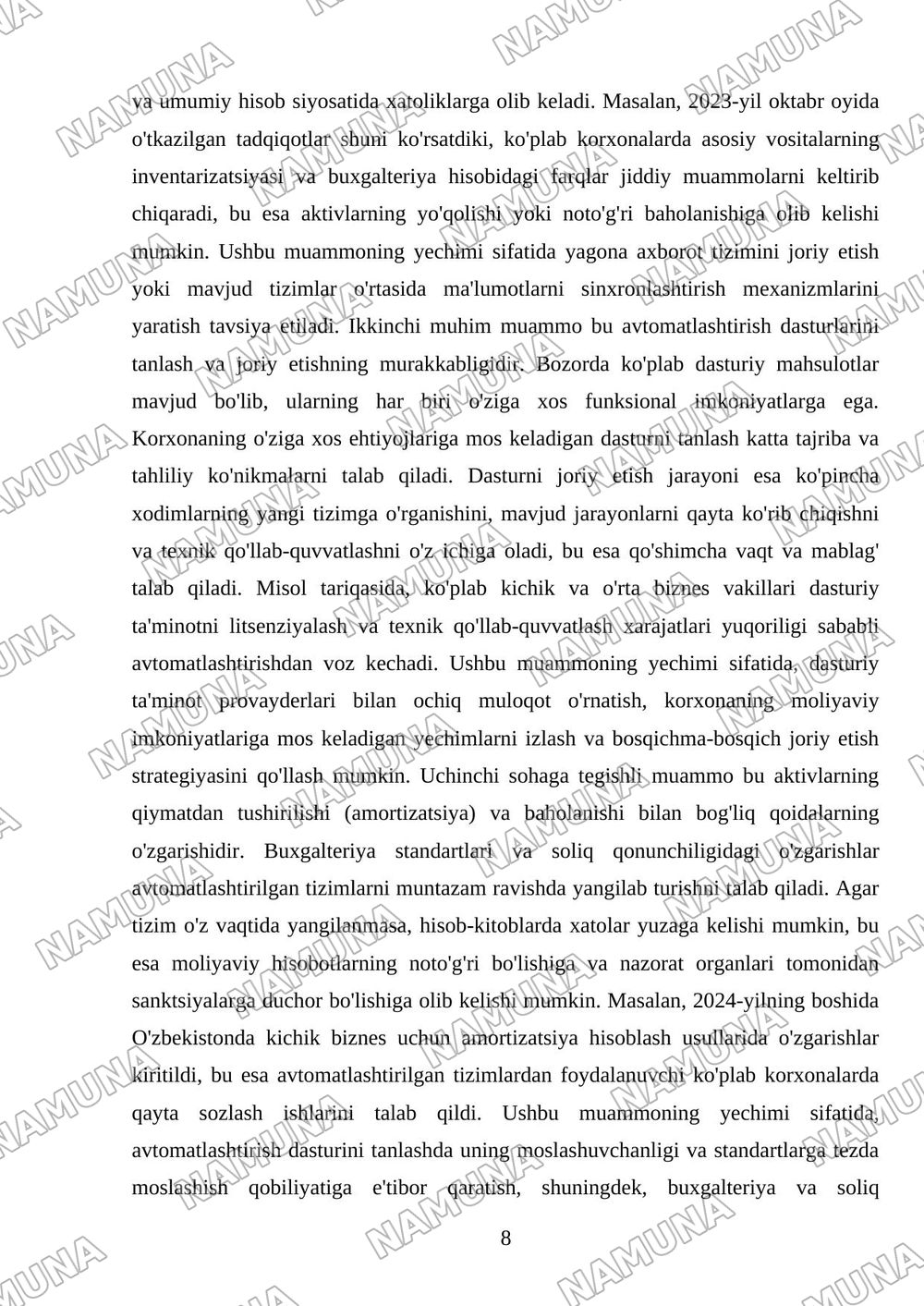 Uzoq muddatli aktivlar hisobini avtomatlashtirish. Aylanma aktivlar hisobini avtomatlashtirish — mustaqil ish, 8-varaq