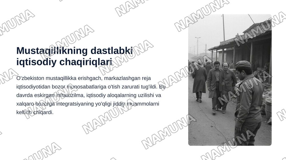 Iqtisodiy islohotlar, xususiy
mulkchilikning shakllanishi va O'zbekistonda bozor munosabatlarining rivojlanishi — zamonaviy taqdimot, 3-slayd