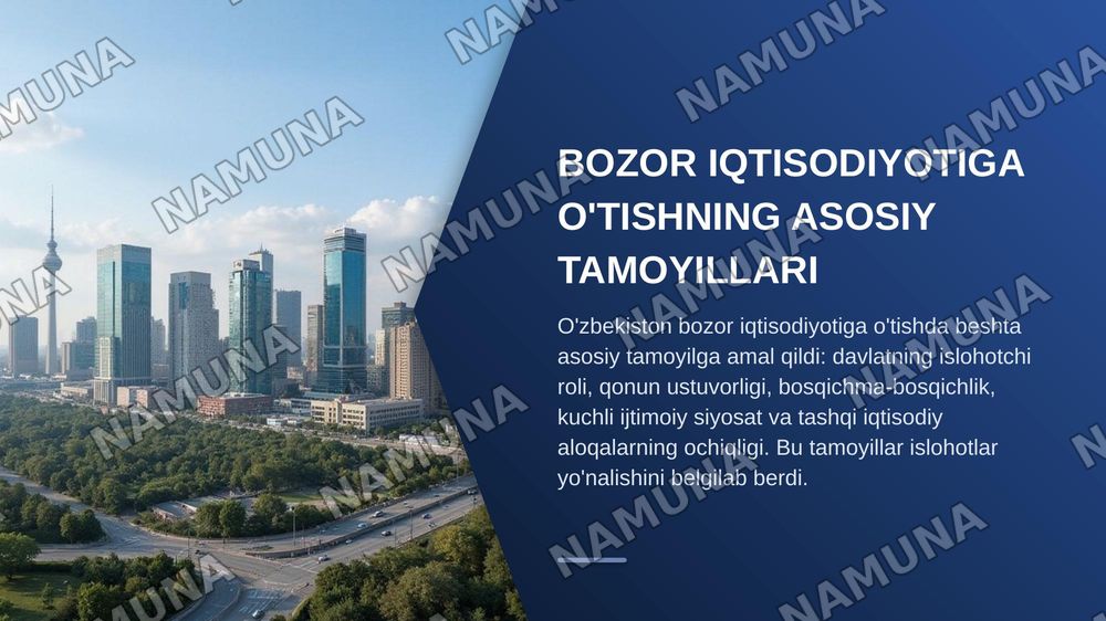 Iqtisodiy islohotlar, xususiy
mulkchilikning shakllanishi va O'zbekistonda bozor munosabatlarining rivojlanishi — zamonaviy taqdimot, 4-slayd