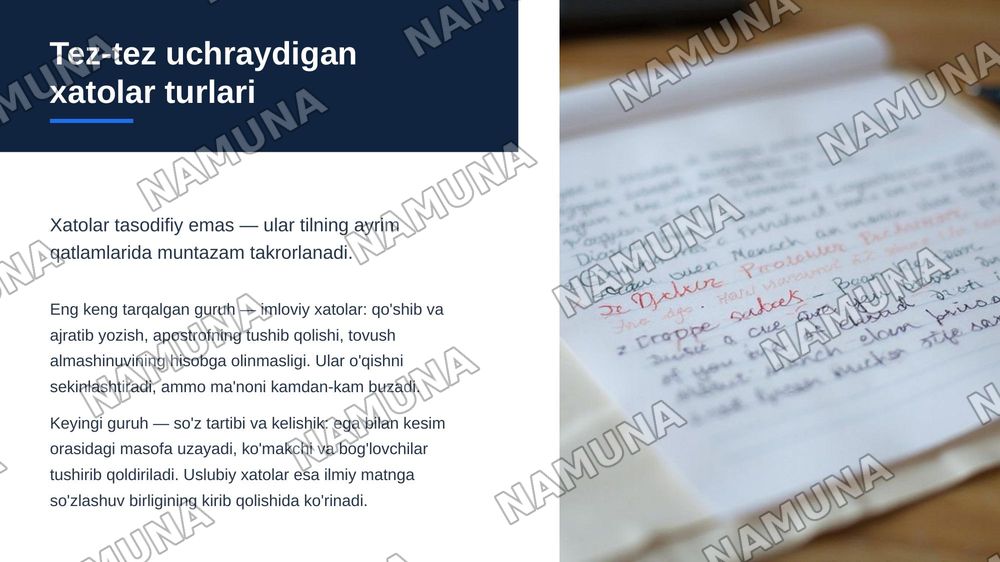 yozma nutq holatini tekshirish — zamonaviy taqdimot, 7-slayd