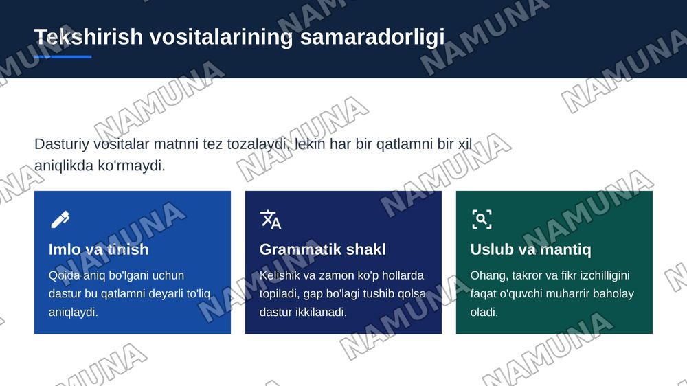 yozma nutq holatini tekshirish — zamonaviy taqdimot, 8-slayd