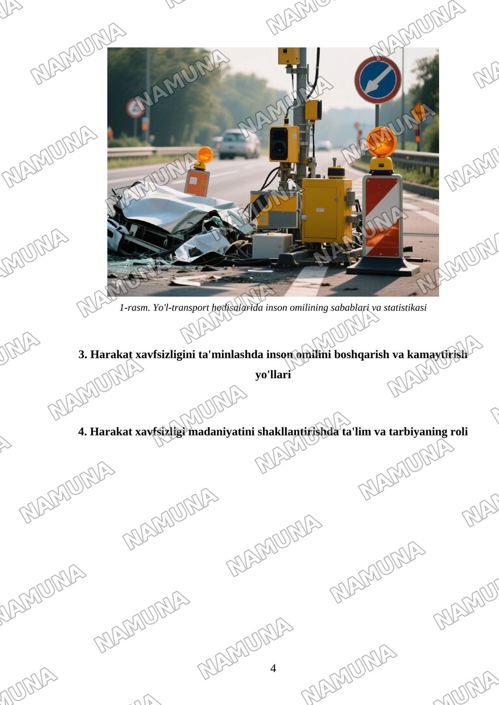 Harakat xavfsizligi tizimida inson omilining ahamiyati — mustaqil ish, 4-varaq