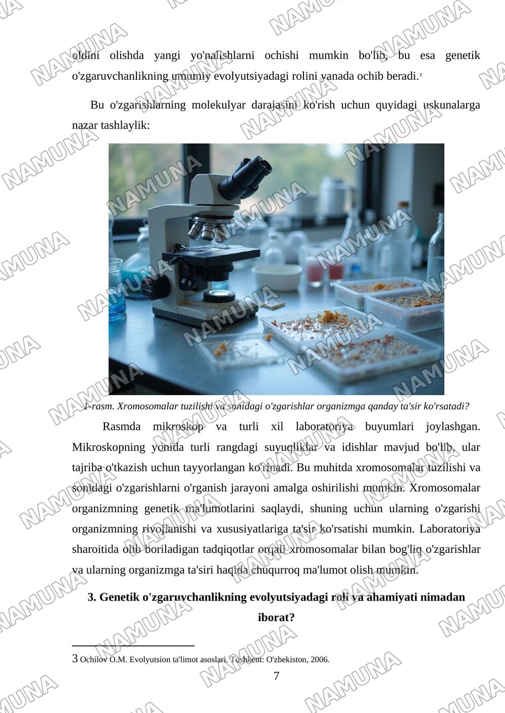 O'zgaruvchanlik. Xromosoma nazariyasi — mustaqil ish, 7-varaq