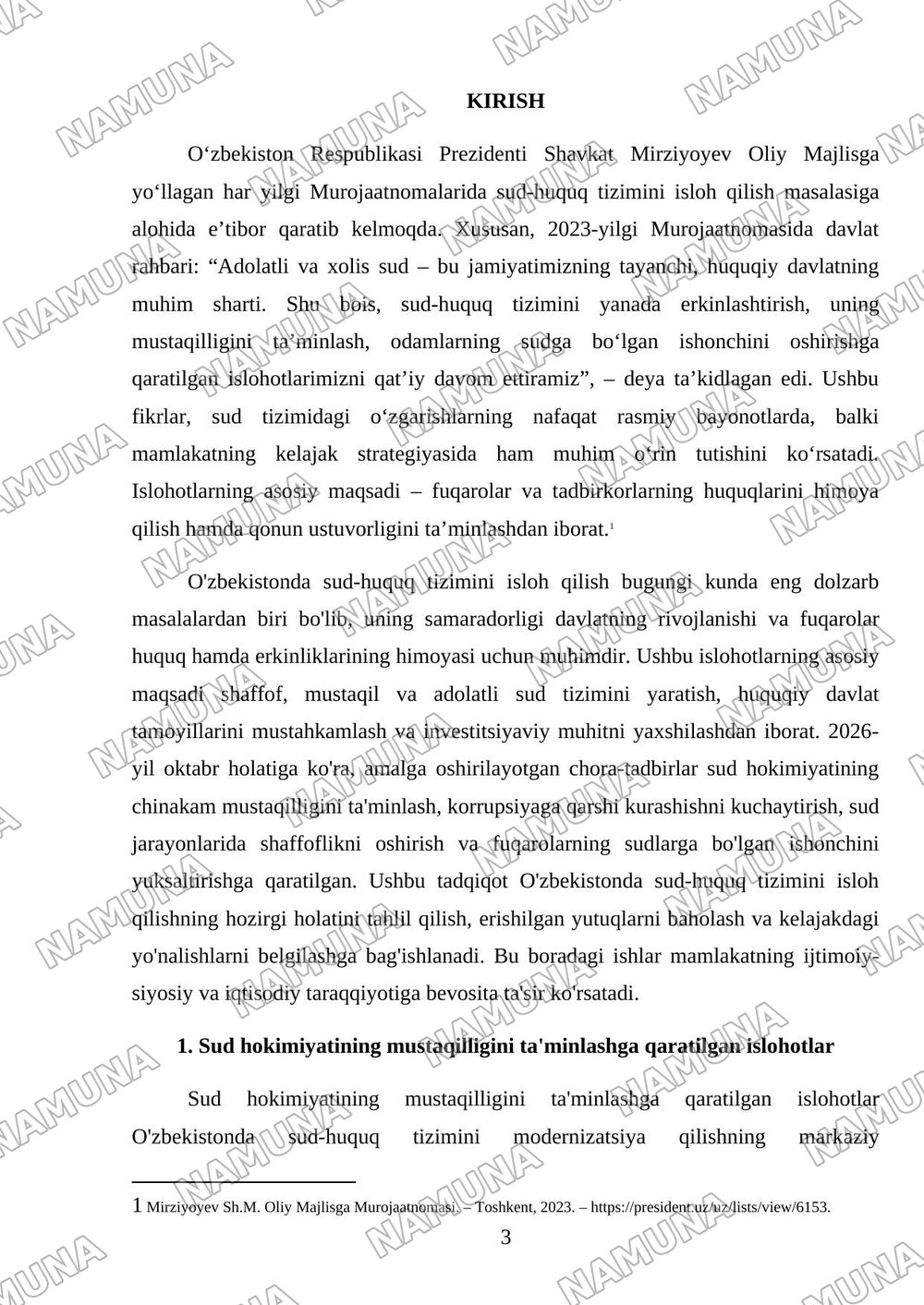 O’zbekistonda sud-huquq tizimi islohotlari — mustaqil ish, 3-varaq