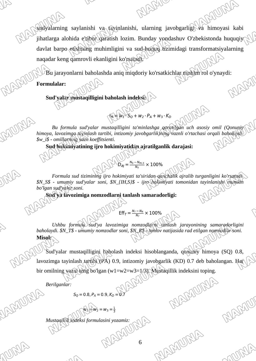 O’zbekistonda sud-huquq tizimi islohotlari — mustaqil ish, 6-varaq