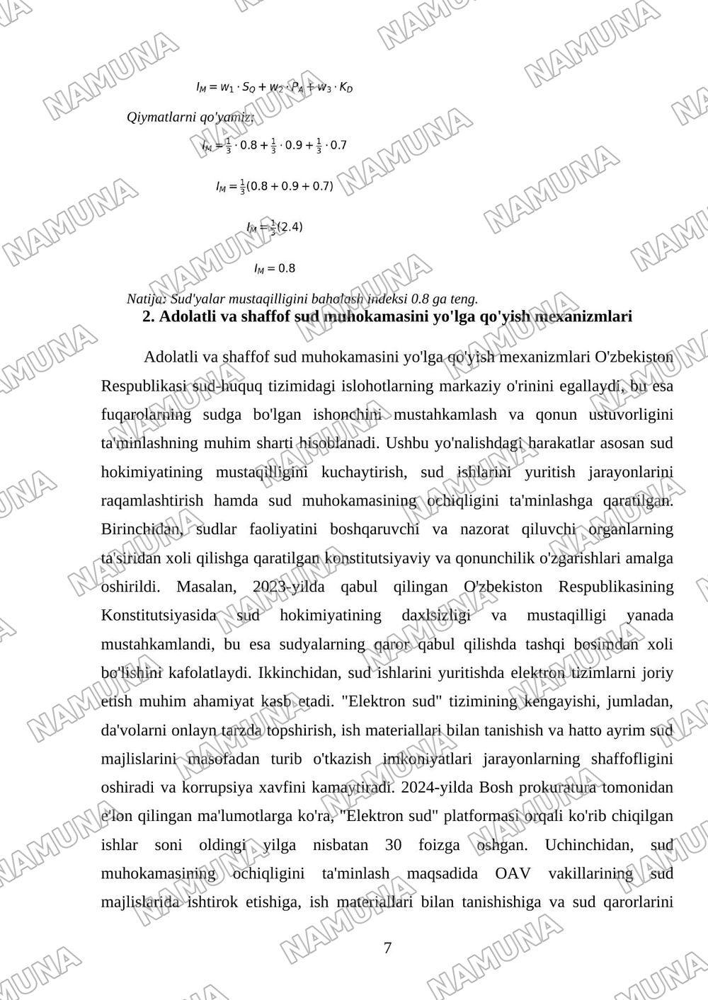 O’zbekistonda sud-huquq tizimi islohotlari — mustaqil ish, 7-varaq