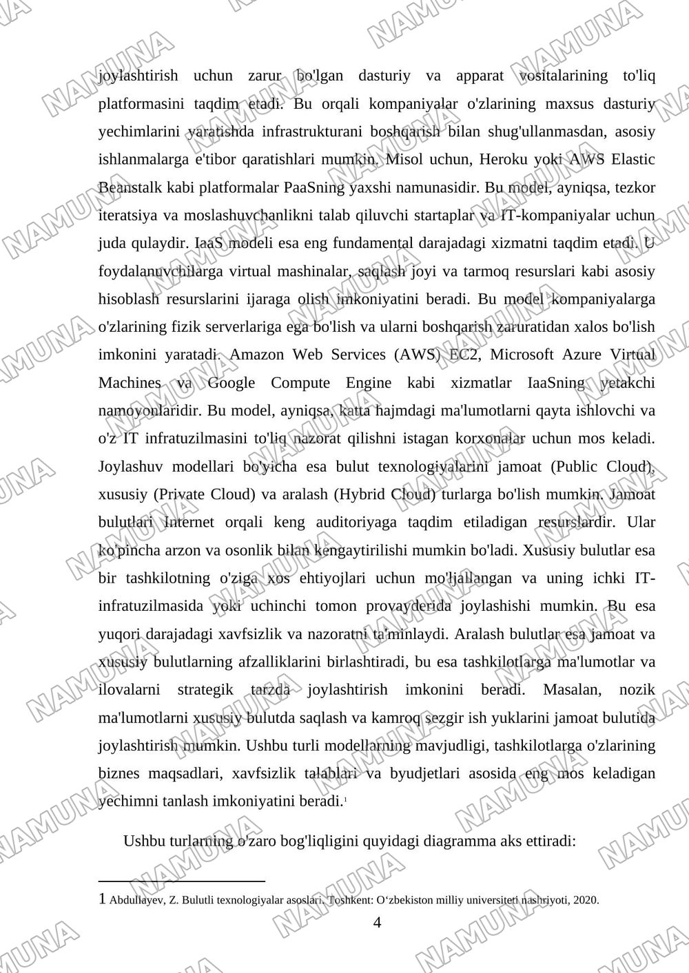 Bulutli texnalogiyalari va ular bilan ishlash — mustaqil ish, 4-varaq