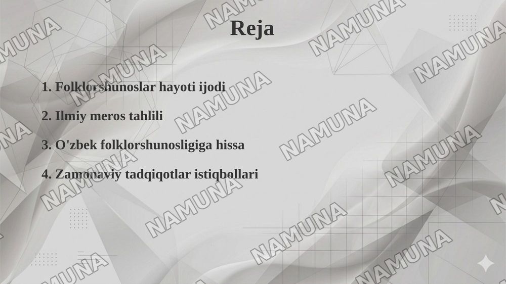 Folklorshunos olimlar hayoti, ijodi va folklorshunoslikka qòshgan hissasi — taqdimot, 2-slayd