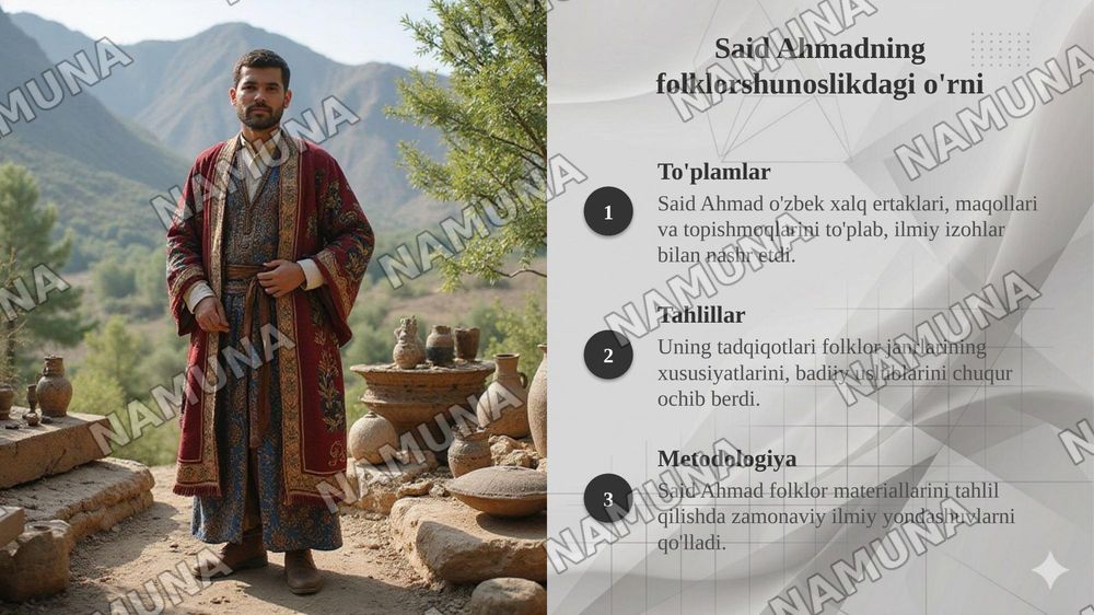 Folklorshunos olimlar hayoti, ijodi va folklorshunoslikka qòshgan hissasi — taqdimot, 6-slayd