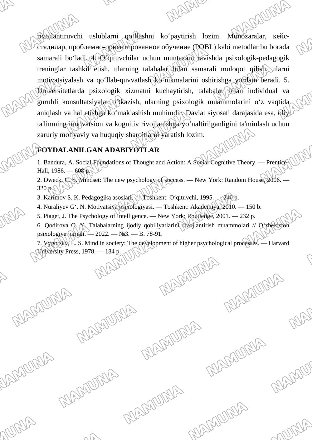 Talabalarning kognitiv faoliyatini rivojlantirishning psixologik omillari — maqola, 6-varaq