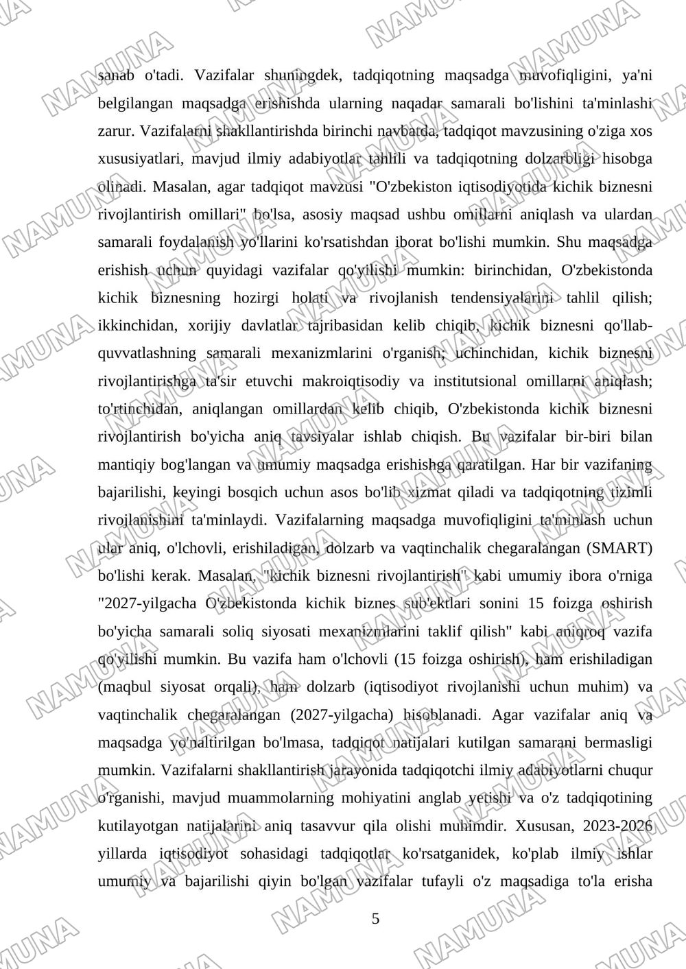 Ilmiy ishning kirish qismi: maqsad, vazifa va dolzarblikni asoslash tartiblari — mustaqil ish, 5-varaq