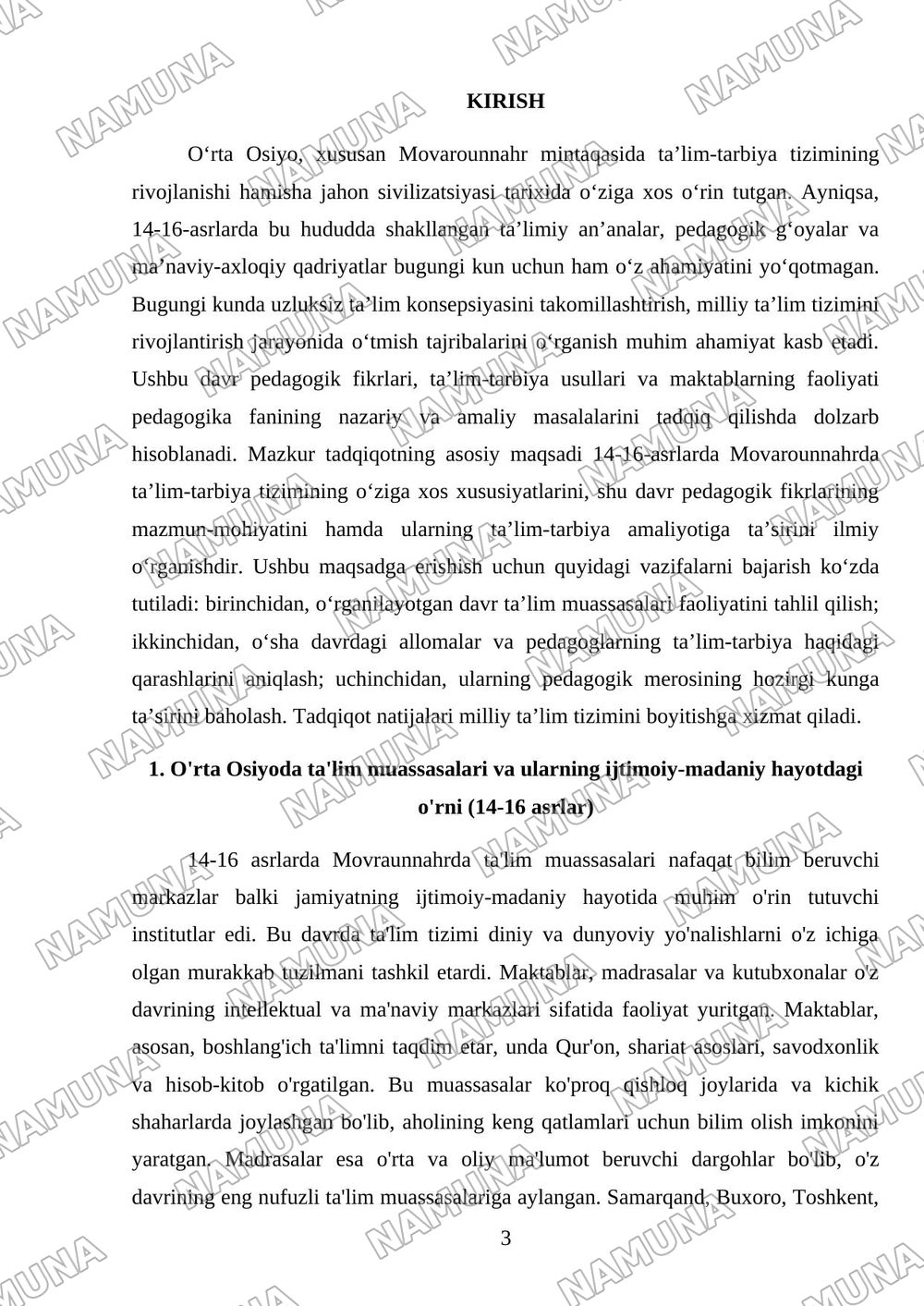 14-16 asrlarda Movraunnahrda ta'lim-tarbiya va pedogogik fikrlar — mustaqil ish, 3-varaq