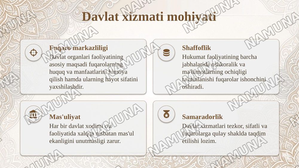 Davlat xalqqa xizmat qilishi. Xalq qabulxonasi va ochiq muloqot — taqdimot, 4-slayd