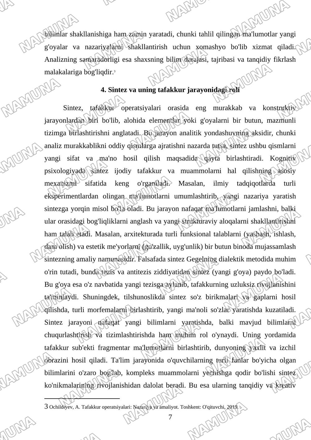 Tafakkur operatsiyalari — mustaqil ish, 7-varaq