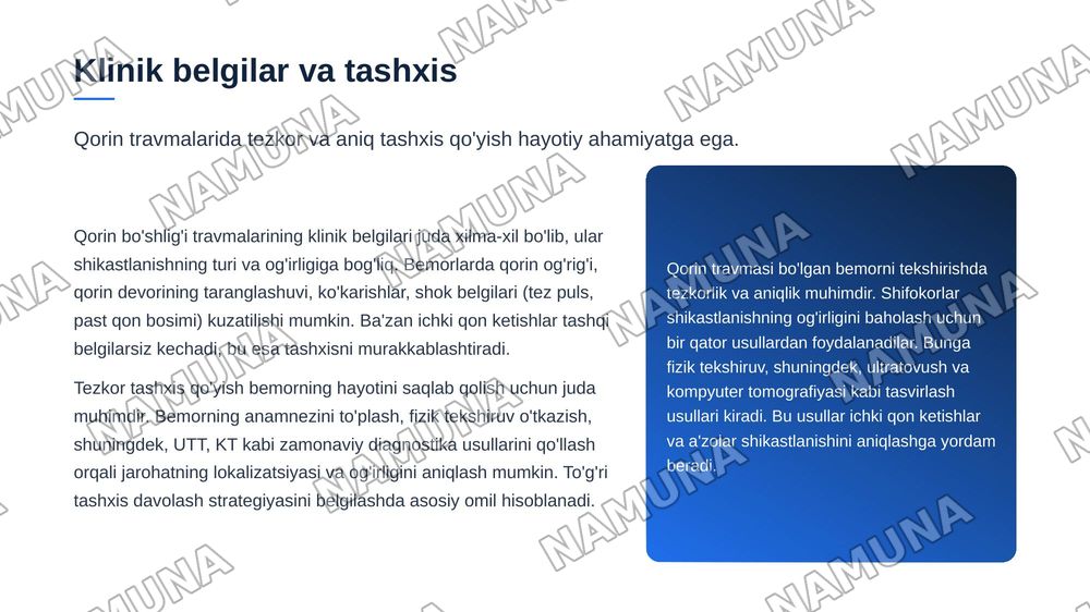 Qorin bõshligi azolarining travmalari — zamonaviy taqdimot, 6-slayd