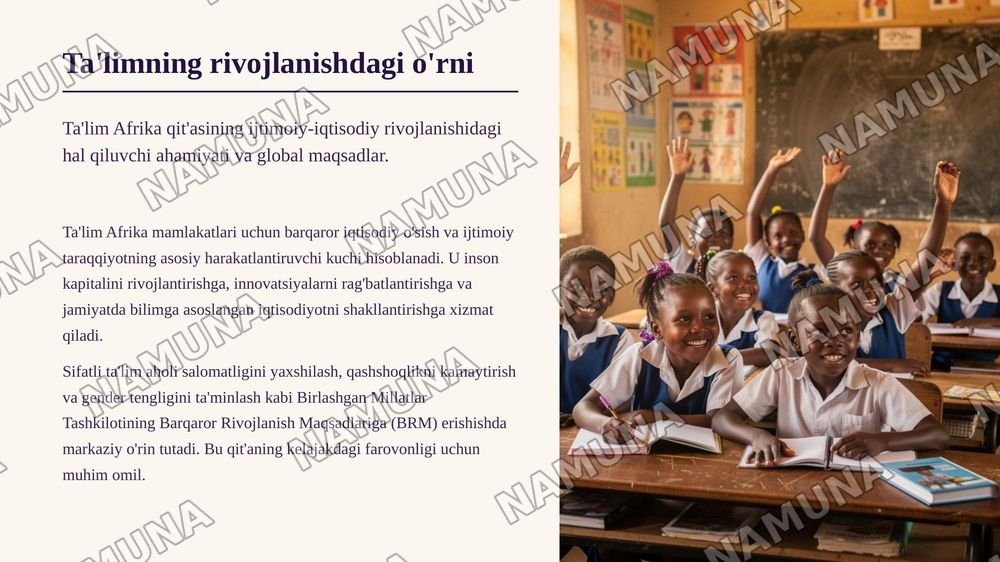 Afrika mamlakatlarida ta'lim- tarbiya jarayonlari — zamonaviy taqdimot, 3-slayd