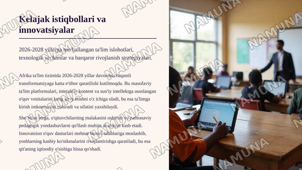 Afrika mamlakatlarida ta'lim- tarbiya jarayonlari — zamonaviy taqdimot, 6-slayd