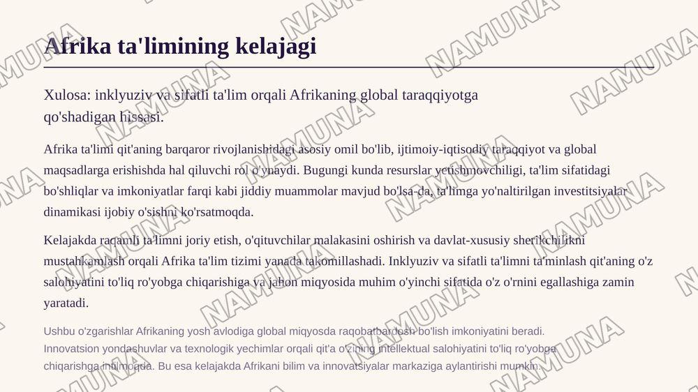 Afrika mamlakatlarida ta'lim- tarbiya jarayonlari — zamonaviy taqdimot, 7-slayd