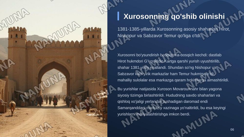 Amir Temur davrida Movarounnahr va Xuroson — zamonaviy taqdimot, 7-slayd