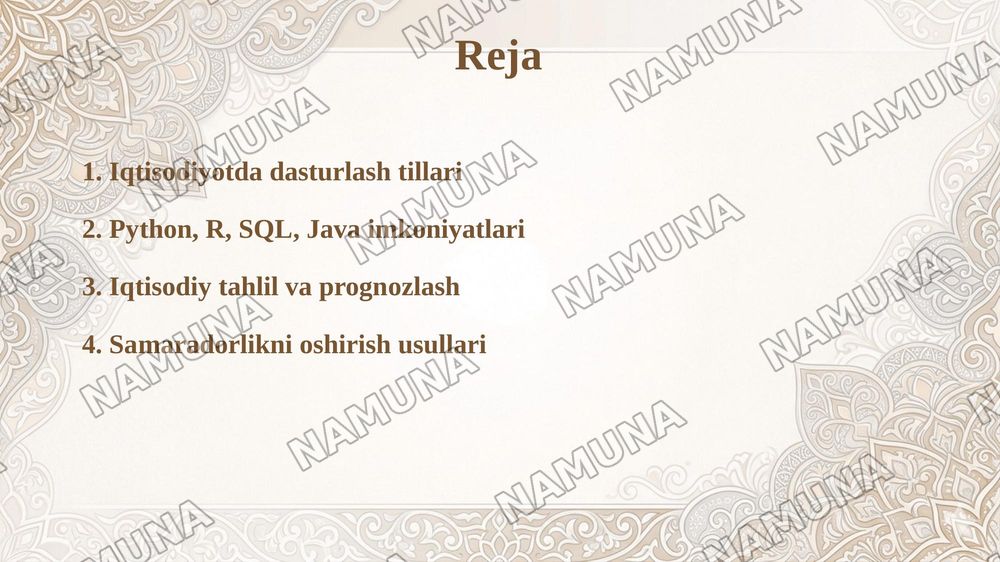 Iqtisodiy muammolarni hal qilish uchun zamonaviy dasturlash tillaridan foydalanish — taqdimot, 2-slayd