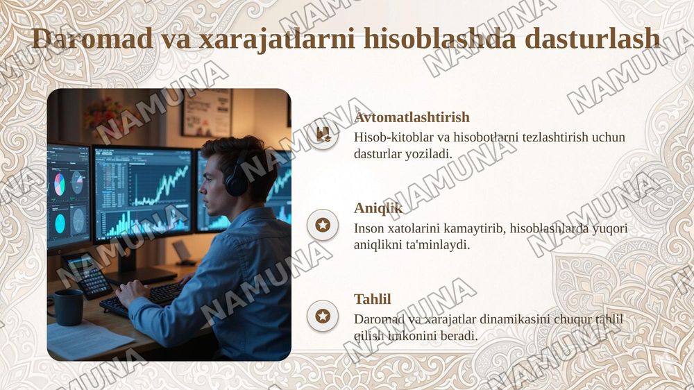 Iqtisodiy muammolarni hal qilish uchun zamonaviy dasturlash tillaridan foydalanish — taqdimot, 6-slayd