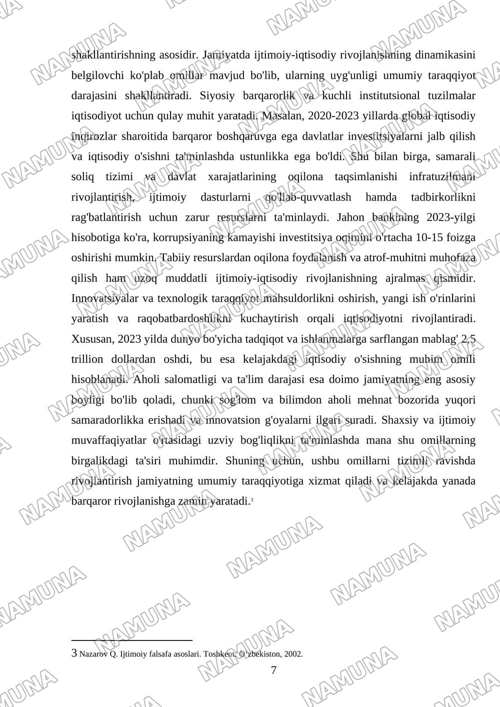 Hayotda va jamiyatda muvaffaqiyatga erishishning mustahkam asoslari — mustaqil ish, 7-varaq