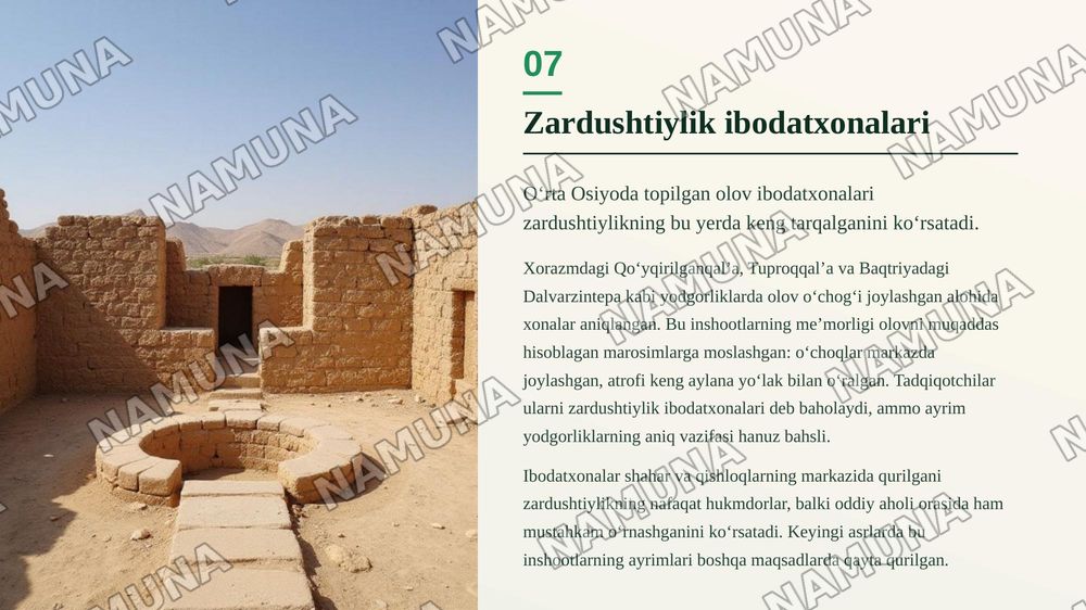 Zardushtiylik eʼtiqodi va Õrta Osiyo — zamonaviy taqdimot, 8-slayd