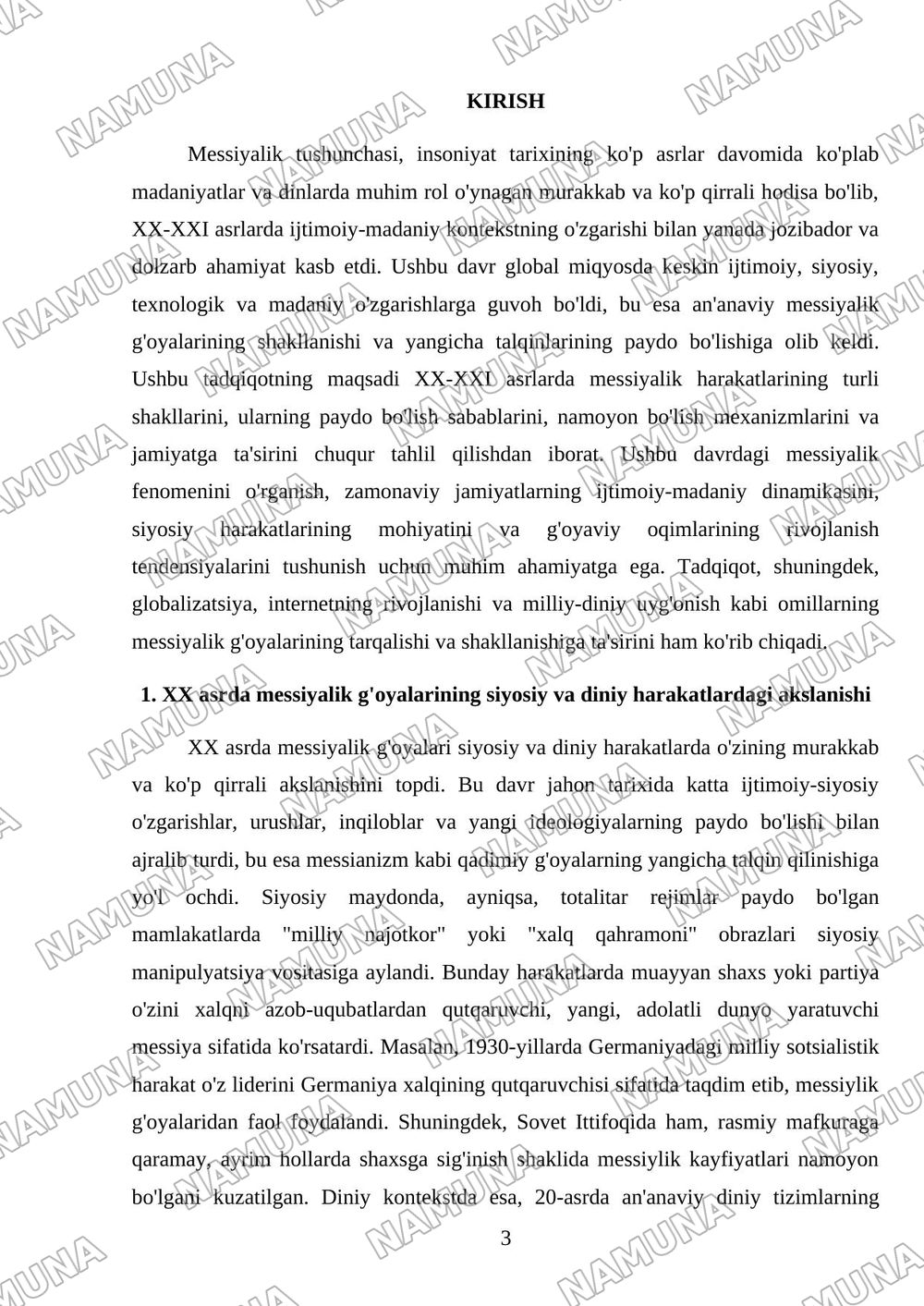 XX XXI asrlarda messiyalikning harakatlanish shakllari — mustaqil ish, 3-varaq