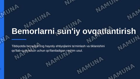 Bemorlarni suniy ovqatlantirish — zamonaviy taqdimot